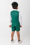 Shop_Partykles_Emerald Green Embroidery Logo Waistcoat Set _at_Aza_Fashions