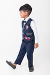 Partykles_Navy Rayon Embroidery Aeroplane And Hot Air Balloon Waistcoat Set _Online_at_Aza_Fashions