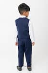 Shop_Partykles_Navy Rayon Embroidery Aeroplane And Hot Air Balloon Waistcoat Set _at_Aza_Fashions