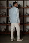Shop_Mishru_Sky Blue Silk Embroidery Adhva Jodhpuri Jacket Set _at_Aza_Fashions