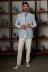 Buy_Mishru_Sky Blue Silk Embroidery Adhva Jodhpuri Jacket Set _Online_at_Aza_Fashions