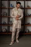 Buy_Mishru_Ivory Organza, Silk, Cotton, Lycra Applique Ansh Embroidered Bundi And Kurta Set _at_Aza_Fashions