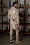 Shop_Mishru_Ivory Organza, Silk, Cotton, Lycra Applique Ansh Embroidered Bundi And Kurta Set _at_Aza_Fashions