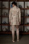 Shop_Mishru_Ivory Organza Applique, Embroidery Ansh Sherwani Set _at_Aza_Fashions