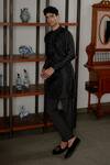 Shop_Mishru_Black Chanderi Embroidery Khari Kurta Set _at_Aza_Fashions