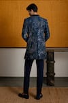 Shop_Mishru_Navy Chanderi, Cotton, Lycra Embroidery, Sequins Arsh Open Sherwani Set _at_Aza_Fashions