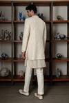 Shop_Mishru_Ivory Dupion, Organza, Cotton, Lycra Sequins, Embroidery Zale Open Sherwani Set _at_Aza_Fashions