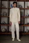 Buy_Mishru_Ivory Silk, Cotton Embroidery Adhva Jodhpuri Jacket Set _Online_at_Aza_Fashions