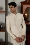 Shop_Mishru_Ivory Silk, Cotton Embroidery Adhva Jodhpuri Jacket Set _Online_at_Aza_Fashions