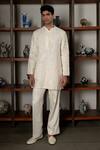 Buy_Mishru_Ivory Chanderi, Cotton, Lycra Embroidery, Sequins, Beads Aarav Kurta Set _at_Aza_Fashions