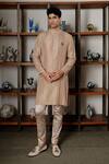 Buy Mishru Beige Dupion, Satin Embroidery Sylas Kurta Set at Aza Fashions Buy_Mishru_Beige Dupion, Satin Embroidery Sylas Kurta Set _at_Aza_Fashions