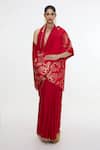 Buy_Ekaya Banaras_Red Cherry Blossom Handwoven Shawl _at_Aza_Fashions