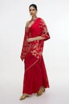 Ekaya Banaras_Red Cherry Blossom Handwoven Shawl _Online_at_Aza_Fashions