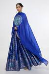 Ekaya Banaras Blue Kadhwa Banarasi Handwoven Shawl Online at Aza Fashions Ekaya Banaras_Blue Kadhwa Banarasi Handwoven Shawl _Online_at_Aza_Fashions