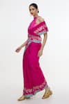 Ekaya Banaras_Fuchsia Silk Embroidery, Zari Floral Handwoven Saree _Online_at_Aza_Fashions