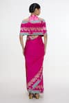 Shop_Ekaya Banaras_Fuchsia Silk Embroidery, Zari Floral Handwoven Saree _at_Aza_Fashions