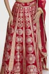 Ekaya Banaras_Red Satin, Silk, Organza Zari, Embroidery Square Floral Handwoven Lehenga Set _Online_at_Aza_Fashions