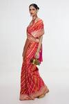 Ekaya Banaras_Red Silk Embroidery, Zari Floral Handwoven Carmine Saree _Online_at_Aza_Fashions