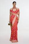 Buy_Ekaya Banaras_Red Silk Embroidery, Zari Floral Handwoven Carmine Saree _at_Aza_Fashions