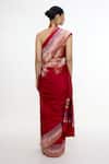 Shop_Ekaya Banaras_Red Satin, Silk Metallic Thread, Zari Handwoven Scarlet Saree _at_Aza_Fashions