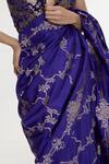 Buy_Ekaya Banaras_Blue Silk Metallic Thread, Tassels Floral Vine Pattern Handwoven Saree _Online_at_Aza_Fashions