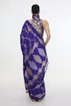 Shop_Ekaya Banaras_Blue Silk Metallic Thread, Tassels Floral Vine Pattern Handwoven Saree _at_Aza_Fashions