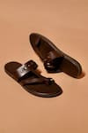 Shop_Dmodot_Brown Studs Pelle Espresso Riveto Leather Sandals _at_Aza_Fashions