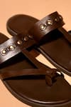 Buy_Dmodot_Brown Studs Pelle Espresso Riveto Leather Sandals _Online_at_Aza_Fashions