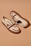 Shop_Dmodot_Cream Scarpo Mocha Leather Sneakers _at_Aza_Fashions