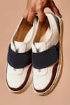 Shop_Dmodot_White Scarpo Zippo Azzuro Leather Sneakers _at_Aza_Fashions