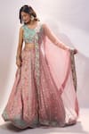 Buy Samyukta Singhania Pink Tissue, Net Embroidery, Sequins, Stones, Zari V-neck Lehenga Blouse Set Online at Aza Fashions Buy_Samyukta Singhania_Pink Tissue, Net Embroidery, Sequins, Stones, Zari V-neck Lehenga Blouse Set _Online_at_Aza_Fashions