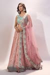 Samyukta Singhania Pink Tissue, Net Embroidery, Sequins, Stones, Zari V-neck Lehenga Blouse Set at Aza Fashions Samyukta Singhania_Pink Tissue, Net Embroidery, Sequins, Stones, Zari V-neck Lehenga Blouse Set _at_Aza_Fashions