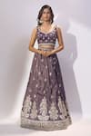 Samyukta Singhania Purple Tissue Embroidery, Zari, Sequins Sweetheart Neck Lehenga Blouse Set Online at Aza Fashions Samyukta Singhania_Purple Tissue Embroidery, Zari, Sequins Sweetheart Neck Lehenga Blouse Set _Online_at_Aza_Fashions