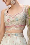 Buy_Samyukta Singhania_Cream Tissue Embroidery, Sequins, Stones Sweetheart Neck Lehenga Set _Online_at_Aza_Fashions