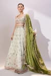 Shop_Samyukta Singhania_Cream Tissue Embroidery, Sequins, Stones Sweetheart Neck Lehenga Set _Online_at_Aza_Fashions