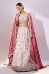 Samyukta Singhania_Pink Tissue Embroidery, Sequins, Stones, Zari Sweetheart Neck Lehenga Set _Online_at_Aza_Fashions