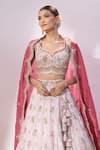 Buy_Samyukta Singhania_Pink Tissue Embroidery, Sequins, Stones, Zari Sweetheart Neck Lehenga Set _Online_at_Aza_Fashions