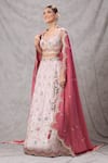 Buy_Samyukta Singhania_Pink Tissue Embroidery, Sequins, Stones, Zari Sweetheart Neck Lehenga Set _at_Aza_Fashions