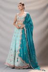 Buy_Samyukta Singhania_Sky Blue Tissue Embroidery, Sequins, Stones, Beads, Zari Floral Lehenga Set _at_Aza_Fashions