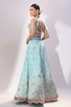 Shop_Samyukta Singhania_Sky Blue Tissue Embroidery, Sequins, Stones, Beads, Zari Floral Lehenga Set _at_Aza_Fashions
