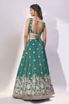 Shop_Samyukta Singhania_Green Tissue Embroidery, Sequins, Zari, Stones Sweetheart Neck Lehenga Set _at_Aza_Fashions