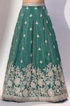 Buy_Samyukta Singhania_Green Tissue Embroidery, Sequins, Zari, Stones Sweetheart Neck Lehenga Set 