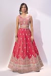 Buy Samyukta Singhania Pink Silk Embroidery, Sequins, Zari, Stones V-neck, Square Butti Lehenga Set Online at Aza Fashions Buy_Samyukta Singhania_Pink Silk Embroidery, Sequins, Zari, Stones V-neck, Square Butti Lehenga Set _Online_at_Aza_Fashions