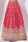 Samyukta Singhania Pink Silk Embroidery, Sequins, Zari, Stones V-neck, Square Butti Lehenga Set at Aza Fashions Samyukta Singhania_Pink Silk Embroidery, Sequins, Zari, Stones V-neck, Square Butti Lehenga Set _at_Aza_Fashions