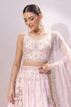 Samyukta Singhania Pink Silk Embroidery, Sequins, Metallic Thread V-, Square Lehenga Set at Aza Fashions Samyukta Singhania_Pink Silk Embroidery, Sequins, Metallic Thread V-, Square Lehenga Set _at_Aza_Fashions