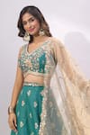 Samyukta Singhania_Green Georgette, Organza Embroidery, Tassels, Zari Floral Lehenga Blouse Set _Online_at_Aza_Fashions
