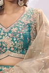 Samyukta Singhania_Green Georgette, Organza Embroidery, Tassels, Zari Floral Lehenga Blouse Set _at_Aza_Fashions