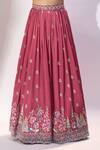 Shop_Samyukta Singhania_Rose Gold Silk Embroidery, Sequins, Beads, Tassels V-neck Lehenga Set _Online_at_Aza_Fashions
