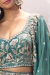 Buy Samyukta Singhania Green Tissue Embroidery, Zari, Sequins Sweetheart Neck Floral Lehenga Set Buy_Samyukta Singhania_Green Tissue Embroidery, Zari, Sequins Sweetheart Neck Floral Lehenga Set