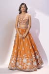 Samyukta Singhania Orange Tissue Embroidery, Sequins Sweetheart Neck, Square Lehenga Blouse Set Online at Aza Fashions Samyukta Singhania_Orange Tissue Embroidery, Sequins Sweetheart Neck, Square Lehenga Blouse Set _Online_at_Aza_Fashions